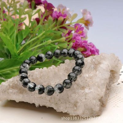 純天然精品9mm綠幽靈圓珠手鏈 墨綠深綠，招財(cái)納福